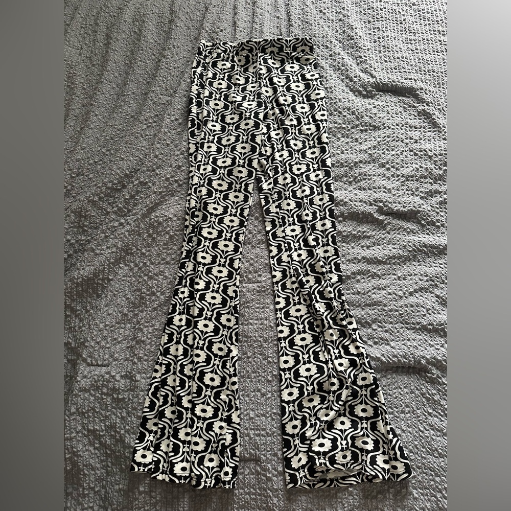 Stylish Black and White Patterned Women's Pants